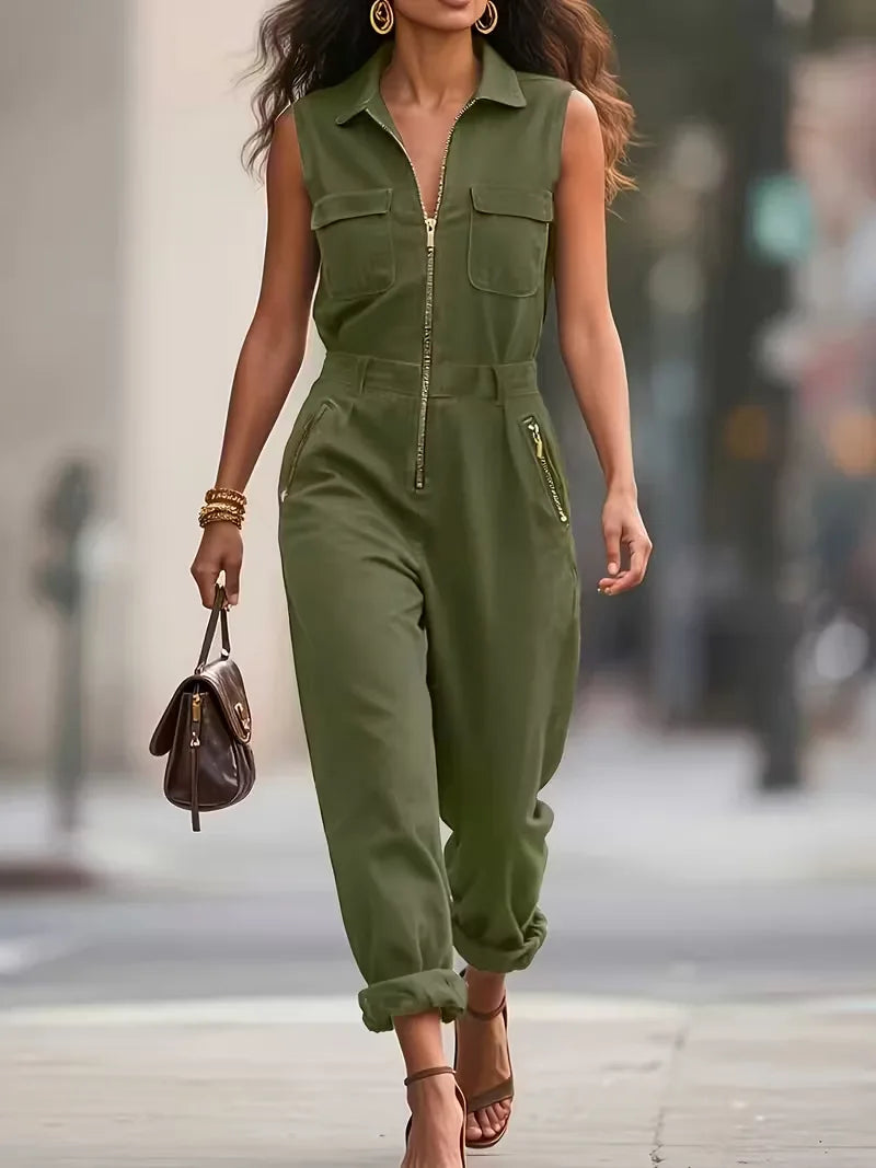 sleeveless utility jumpsuit