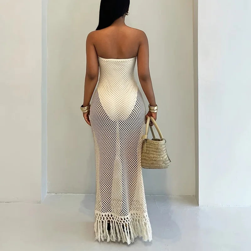 Strapless beach maxi cover