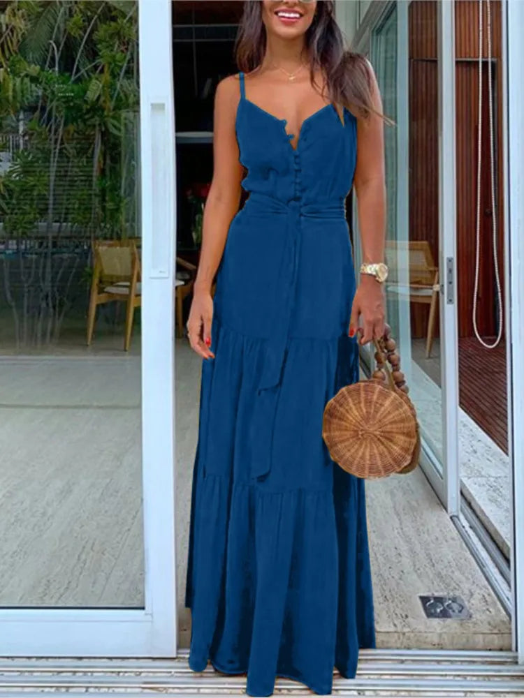 Blue tiered maxi dress
