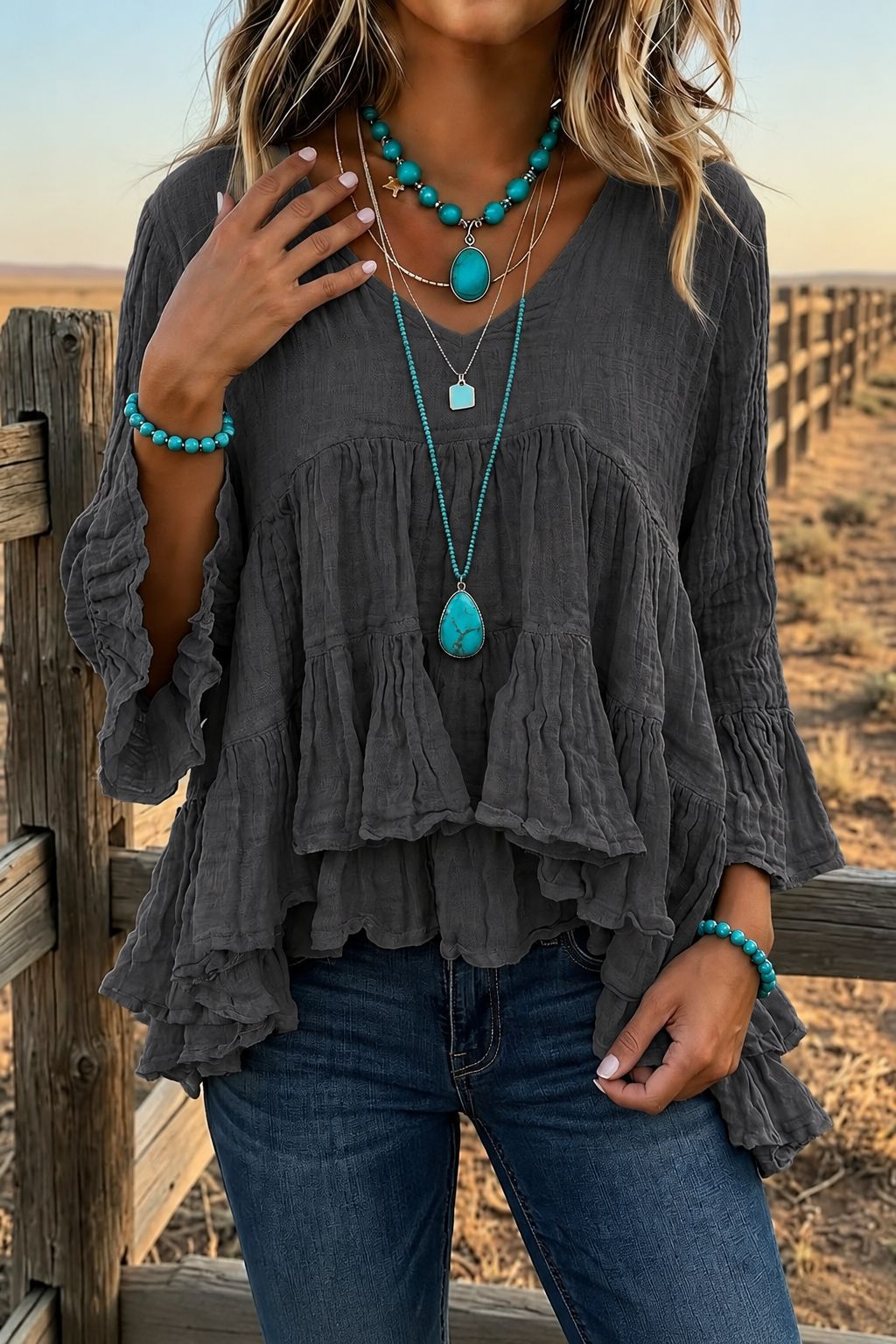 Bohemian split sleeve top
