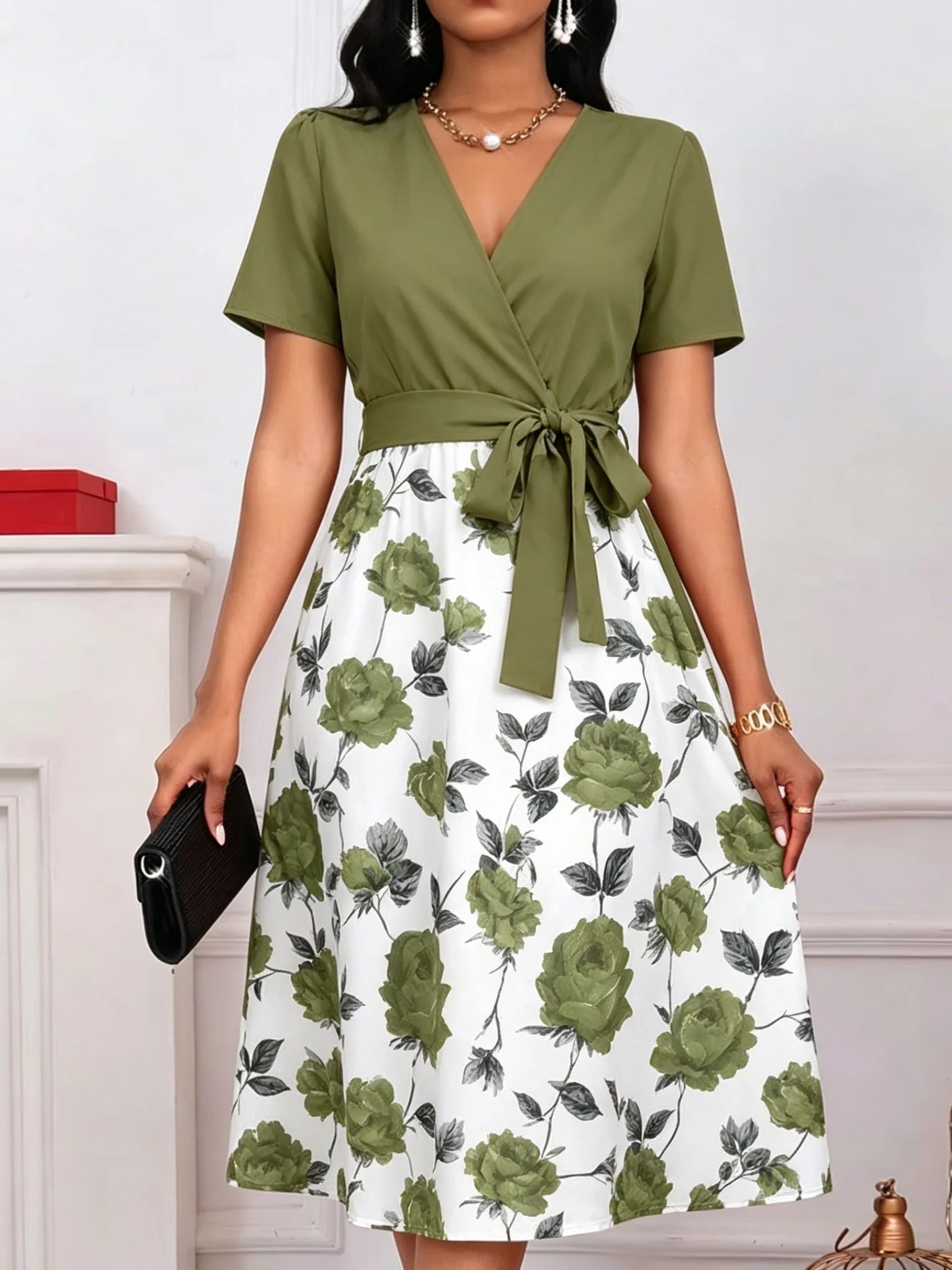 Olive green wrap waist