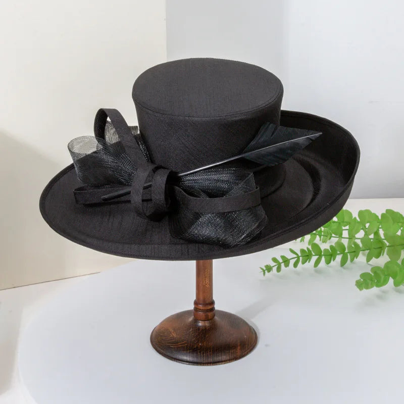 black wide brim formal hat