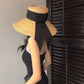 flat crown straw hat