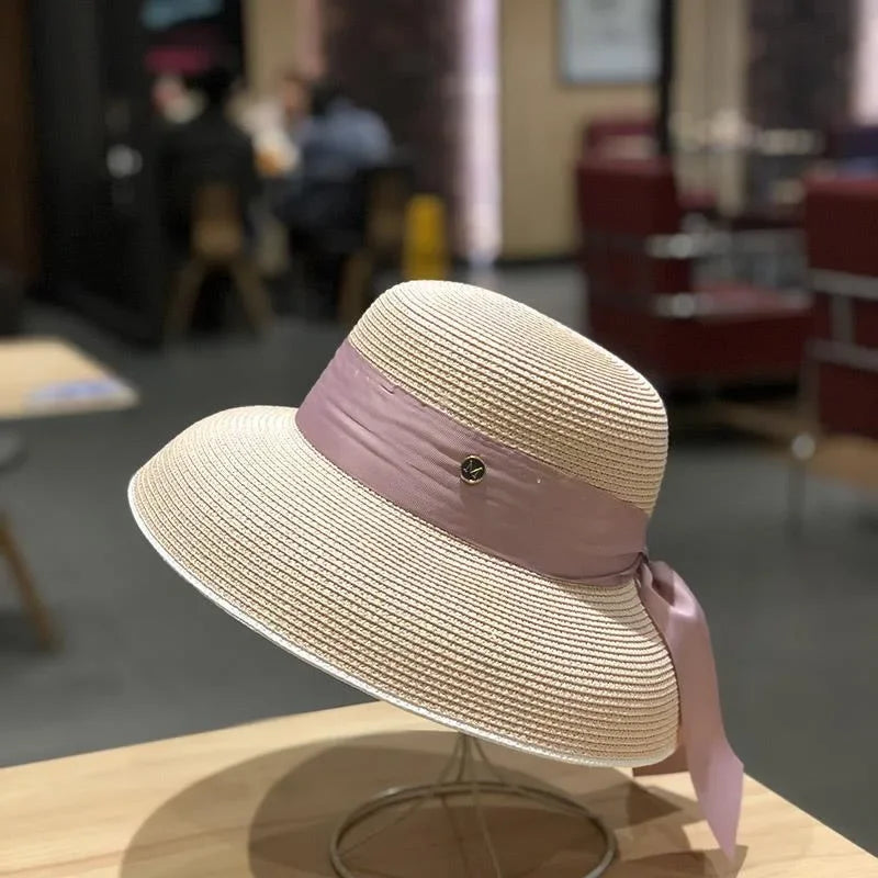 Pink ribbon summer hat
