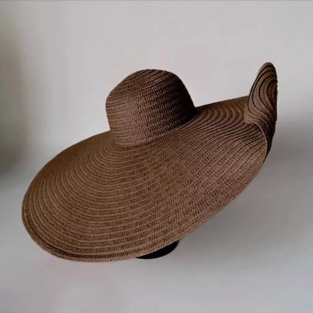 Coffee wide brim straw hat