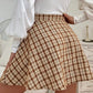Vintage Preppy Style Plaid Print High Waist skirt