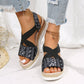  Black Wedges Sandals