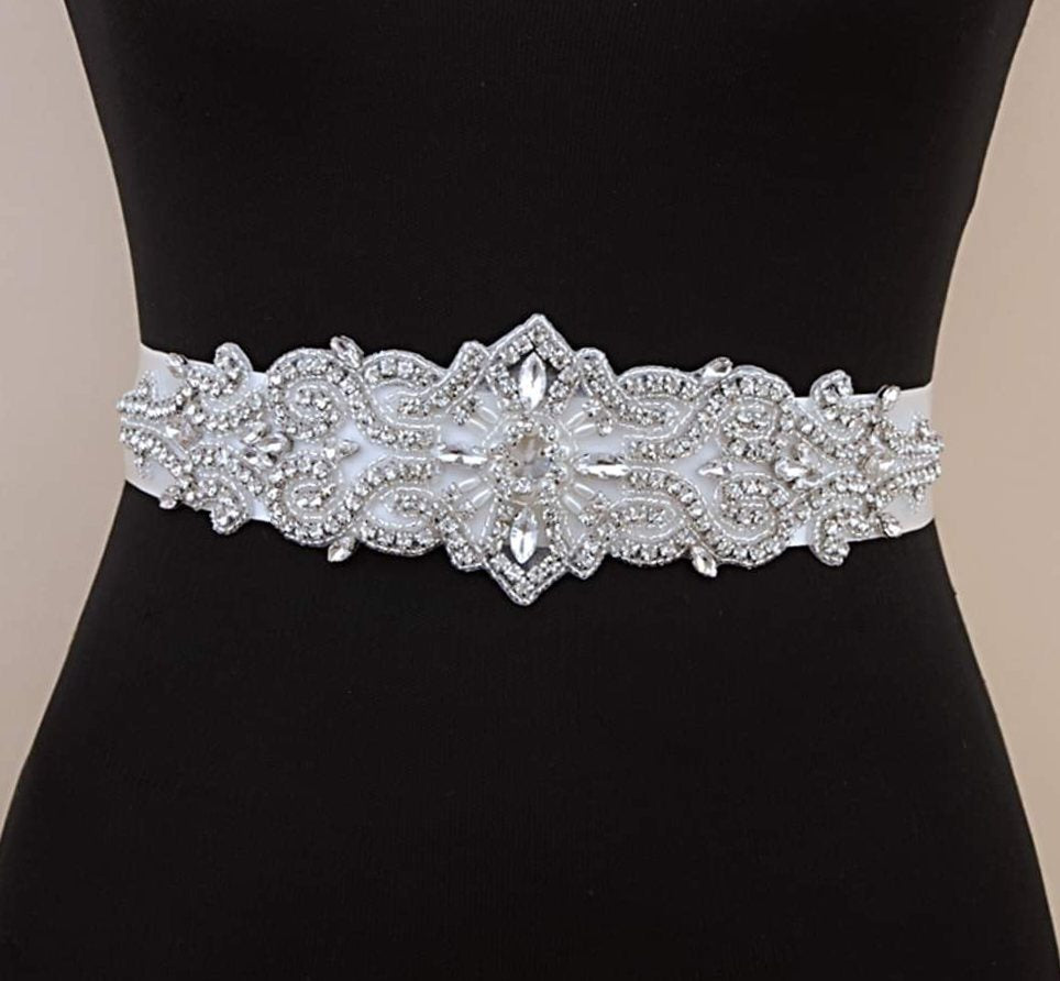 Bridal Rhinestone Wedding Belt,Bridal Belt for Women,Bride Crystal Rhinestone Sash Belt with Ribbons