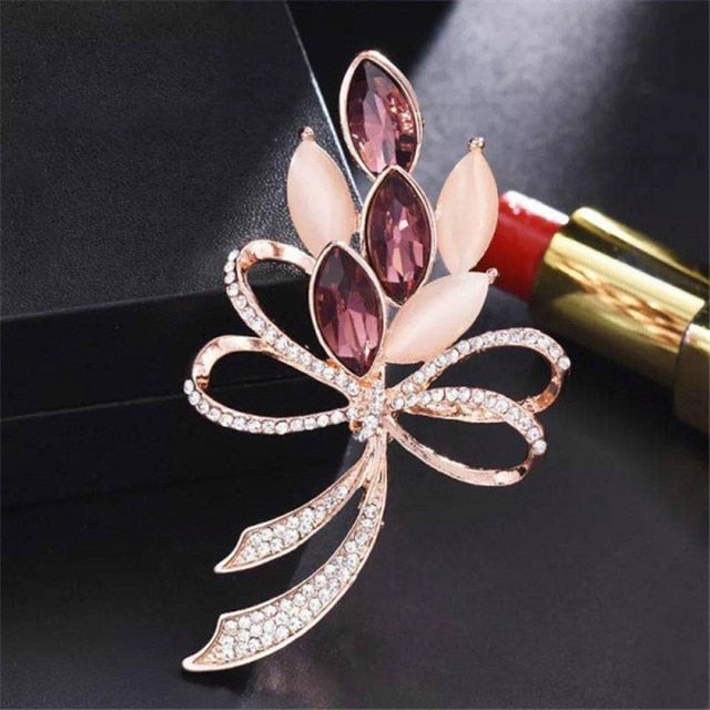 OPAL STONE FLOWER BROOCH PIN FOR WOMEN