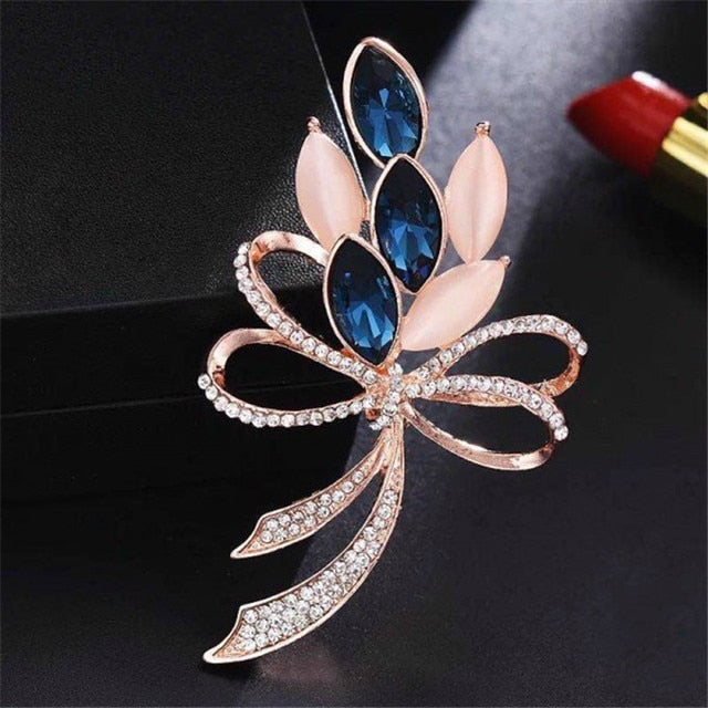 OPAL STONE FLOWER BROOCH PIN FOR WOMEN