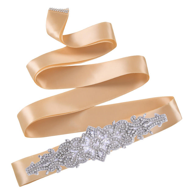 Bridal Rhinestone Wedding Belt,Bridal Belt for Women,Bride Crystal Rhinestone Sash Belt with Ribbons