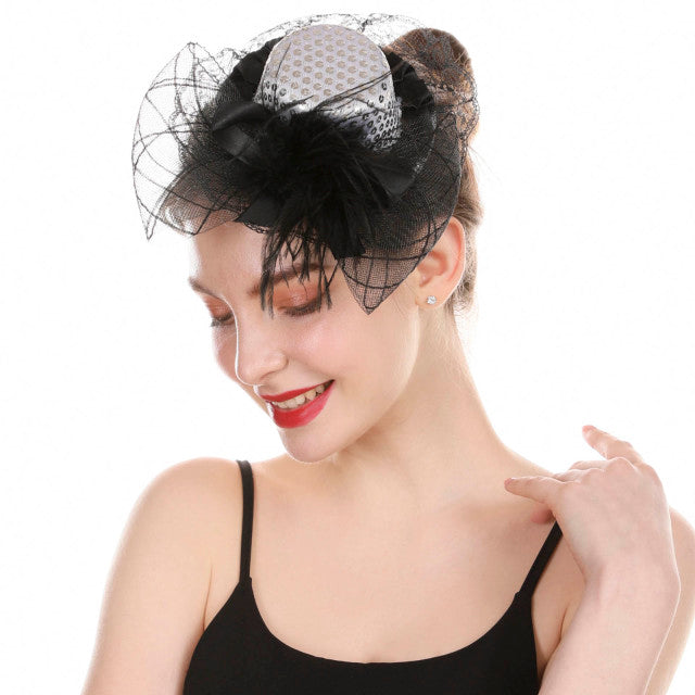 White Fascinator Hat: Ladies Mesh Flower Headwear Tea Party Hats