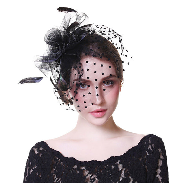 White Fascinator Hat: Ladies Mesh Flower Headwear Tea Party Hats