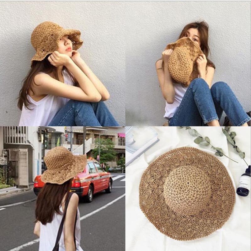 Handmade Crochet Ladies Straw Hat