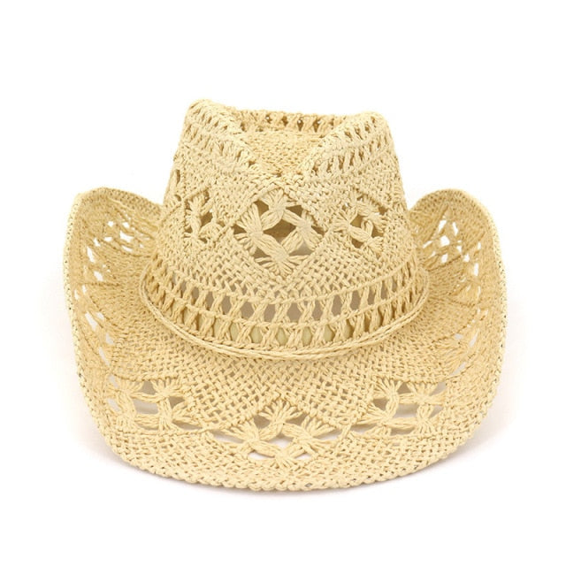 Fashion Hollowed Handmade Cowboy Straw Hat