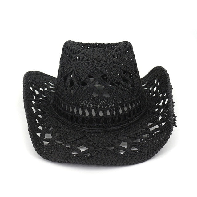 Fashion Hollowed Handmade Cowboy Straw Hat
