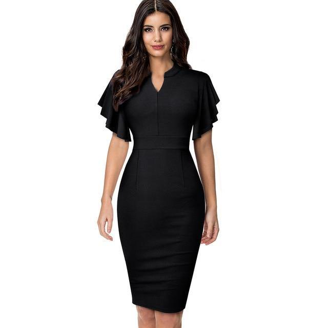 greatexpectation Bodycon Ruffle Women Pencil Dress freeshipping - greatexpectation