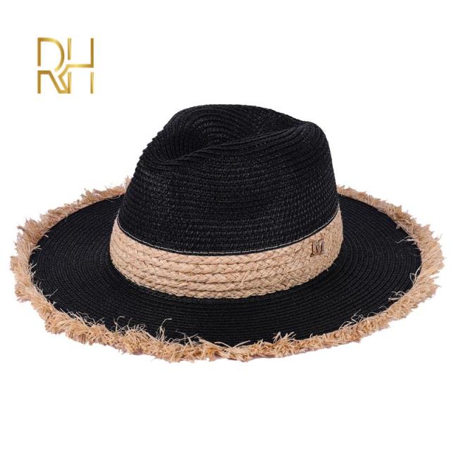 Summer Cowboy Cap Casual Sun Hats For Women Fashion Letter M Jazz Straw For Men Beach Straw Panama Hat Wholesale RH