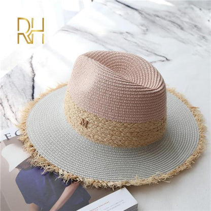 Summer Cowboy Cap Casual Sun Hats For Women Fashion Letter M Jazz Straw For Men Beach Straw Panama Hat Wholesale RH