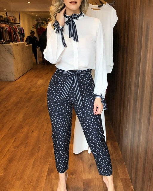 Polka dot 2024 pants suit