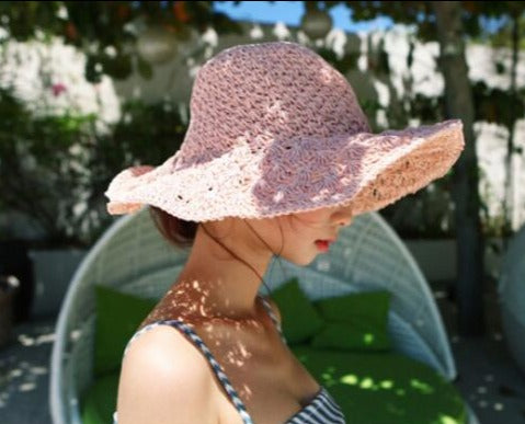 Handmade Crochet Ladies Straw Hat