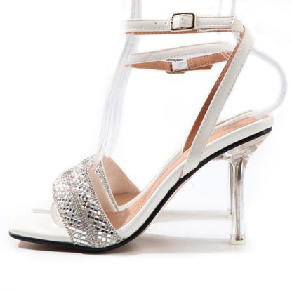 Sandals Rhinestone High Heels Strappy Sliver Wedding Shoes