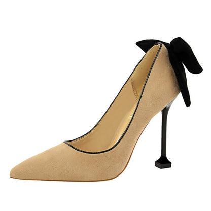 Fashion Bowknot Suede Pointed Toe