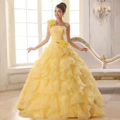 Ball gown dresses:  Ruffle Rhinestone Evening Gown