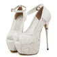 Lace Wedding Shoes Woman Peep Toe High Heels